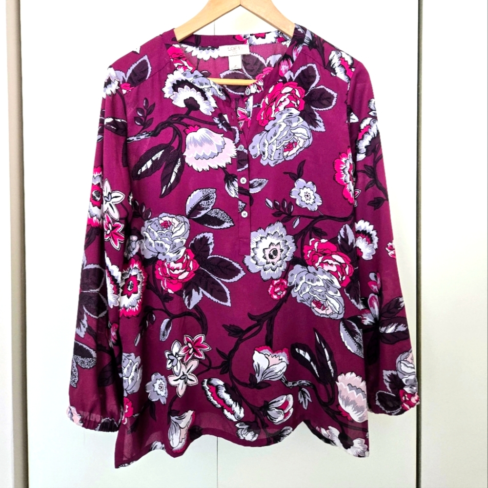 LOFT Long Sleeve Floral Blouse